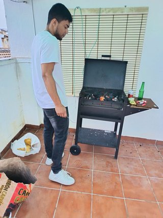 Outsunny Barbacoa Carbón Altura Parrillas Ajustabl