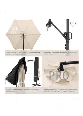 Parasol de brazo articulado ARTEMIS beige 3 x 3 m