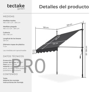 Toldo plegable para balcón