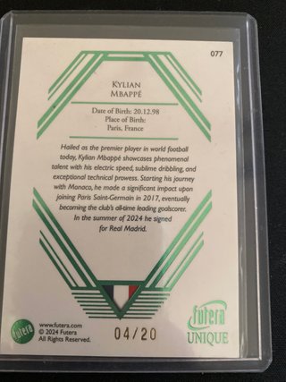 Tarjeta Mbappé Francia 4/20