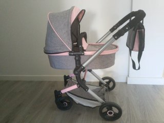 Carro de Muñecas Gris y Rosa