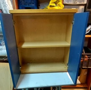 Armario bajo 2 puertas azul y haya