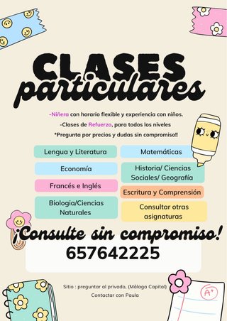 Profesora de clases particulares y niñera