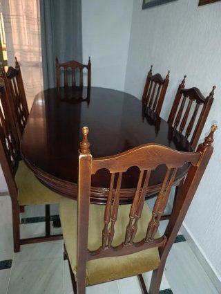 Mesa comedor extensible madera y tela