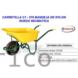 Carretilla Obra Agrícola 100 Litros Nylon - C1/570 Theca