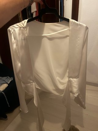 Camisa raso blanca Zara talla 44