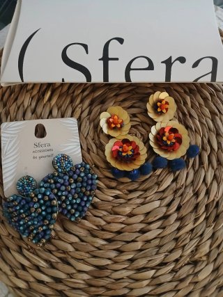 Orecchini Sfera Cuore Blu e Multicolore