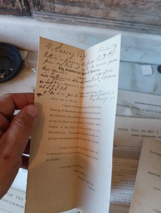 Documentos históricos antiguos ferrocarril y banco