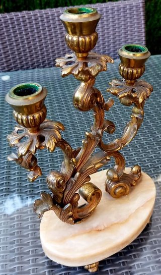 Candelabros Bronce y Mármol Vintage 1930