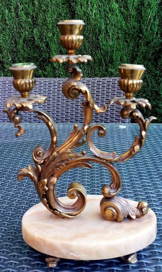 Candelabros Bronce y Mármol Vintage 1930