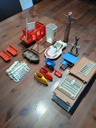 Accesorios Playmobil: Barco, Cochecito, Cabaña