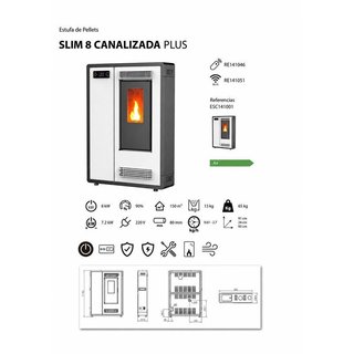 Estufa de Pellets SLIM 8 + Kit Fumisteria 0043HUE