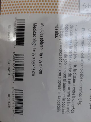 Colchón Plegable para Cuna de Viaje marca Asalvo.