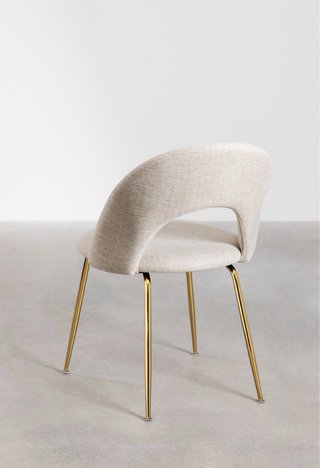 Pack 4 Sillas Comedor Tela Beige Patas Doradas