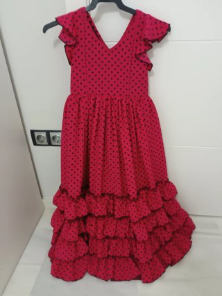 Traje de flamenca niña rojo con lunares