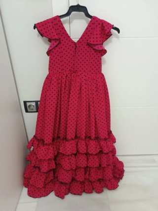 Traje de flamenca niña rojo con lunares