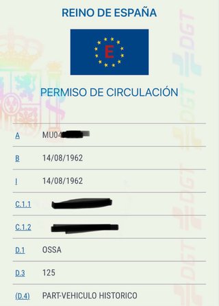 Vehículo histórico Moto Ossa 125 exenta ITV +60 añ