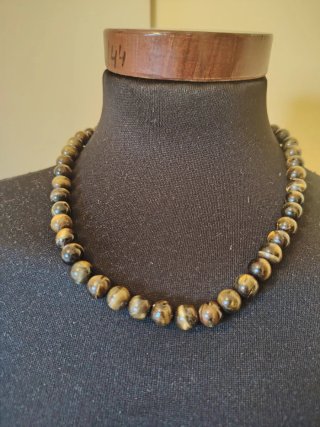 Collar Ojo de Tigre Marrón y Dorado