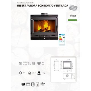 Insertable leña ventilado Aurora 70 0024HUE