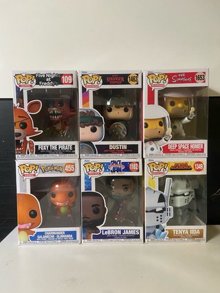 Funko Pop! Foxy, Dustin, Homer, Charmander, Lebron