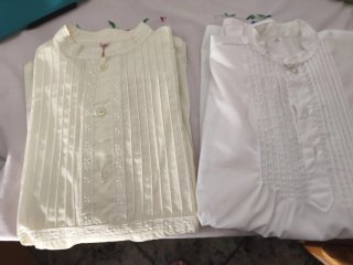 2 Camisas de Fallero talla 36 la blanca, 38 beige