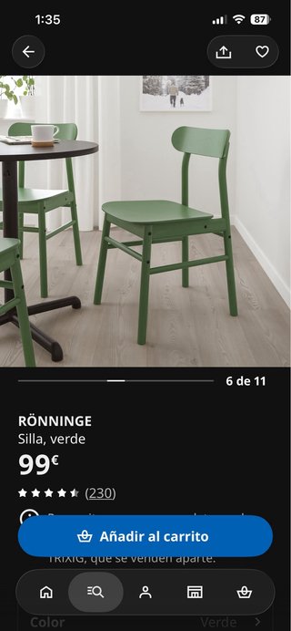 Par de sillas Ikea verdes