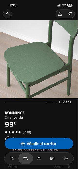 Par de sillas Ikea verdes