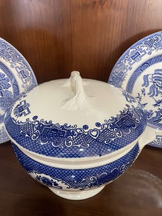 Vajilla Clásica Decorativa Azul y Blanca