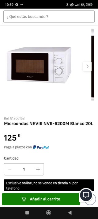 Microondas Nevir NVR-6200M Blanco 20L