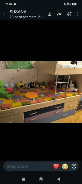 Cama tren juvenil con armario y cajones
