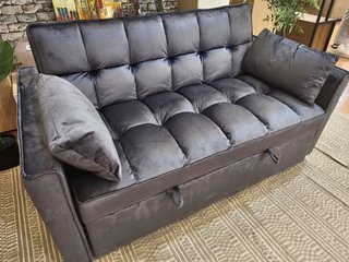 Sofá Cama de 2 Plazas Gris Oscuro