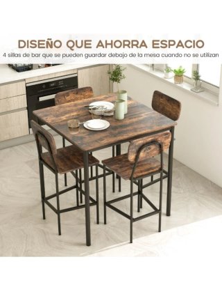 Mesa Alta con 4 Sillas COSTWAY KC58421CF