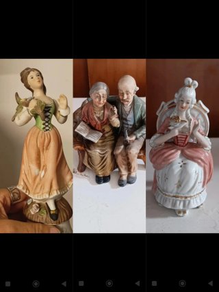 Set di 3 statuine in porcellana Capodimonte