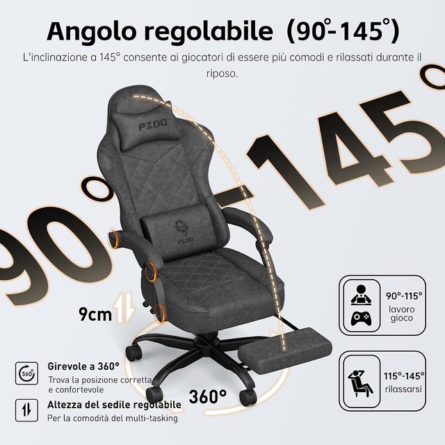 Silla Gaming Ergonómica PZDO - foto 2