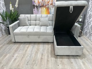 Sofá Cama Gris con Chaise Longue
