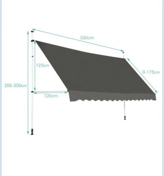 COSTWAY Toldo Exterior Terraza en Altura 200-300cm