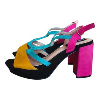 Sandalias Zannya tacón bloque multicolor