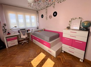 Dormitorio Juvenil Blanco y Fucsia