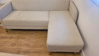 Sofá chaise longue beige tela