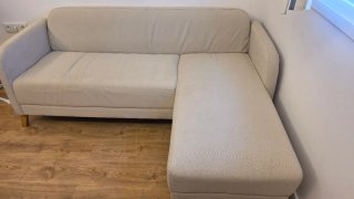 Sofá chaise longue beige tela