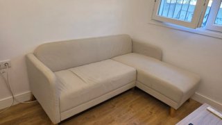 Sofá chaise longue beige tela