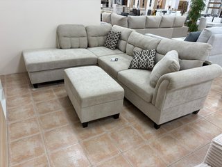 Sofá rinconera + puff 260cm Beige modular NUEVO