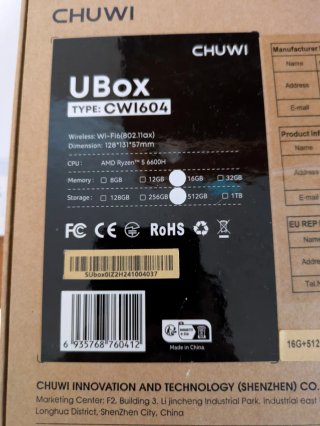 Mini PC CHUWI UBox Ryzen 5 6600H 16GB/512GB