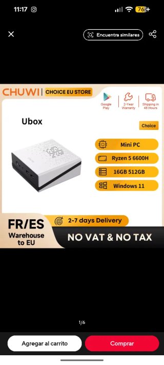Mini PC CHUWI UBox Ryzen 5 6600H 16GB/512GB