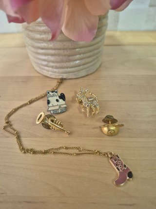 4 broches  y collar para niñas