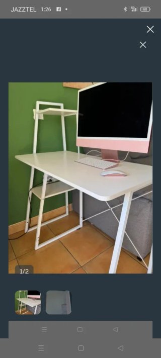 Escritorio Blanco con Estantería