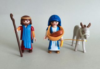 Playmobil Pareja Con Niño Y Burro Belén
