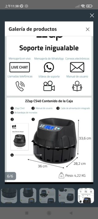 Contadora y Clasificadora de Monedas ZZap CS40