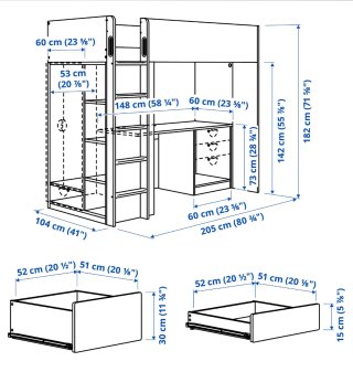 Cama alta blanca de Ikea
