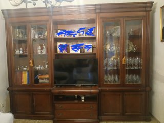 Mueble de salón caoba con vitrinas